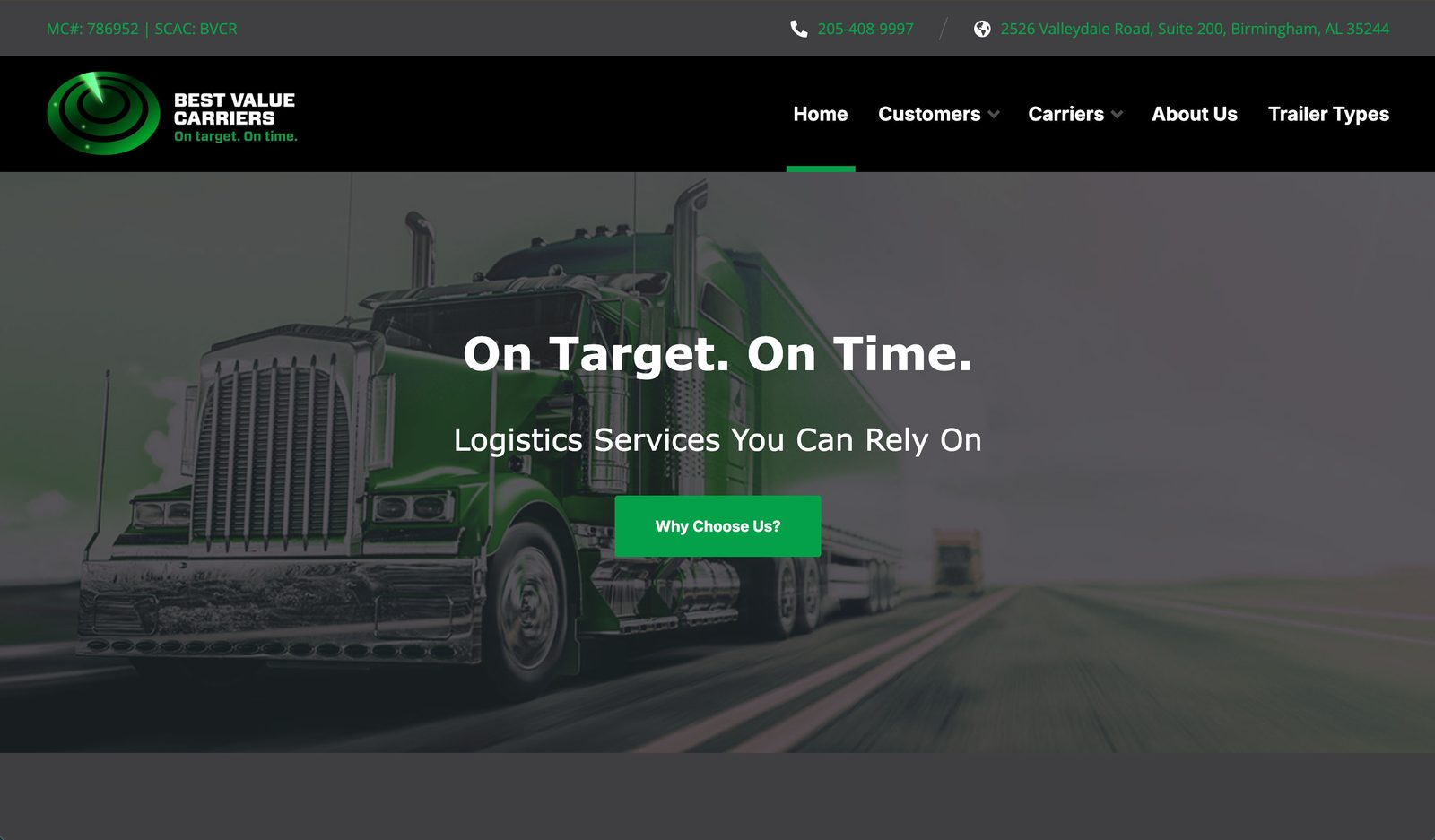 Best Value Carriers website
